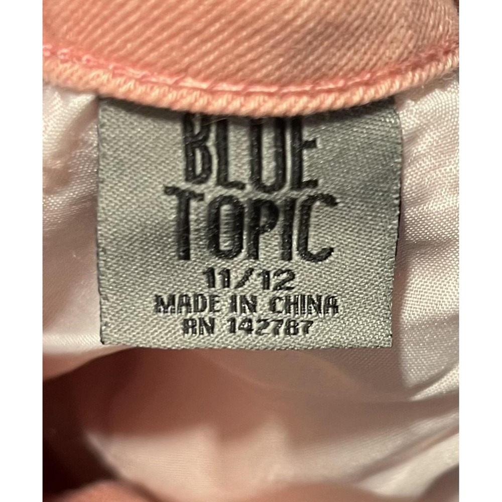 Blue Topic Jeans Juniors 11/12 Pink Distressed Skinny Mid Rise Denim Frayed Hem - Picture 5 of 7